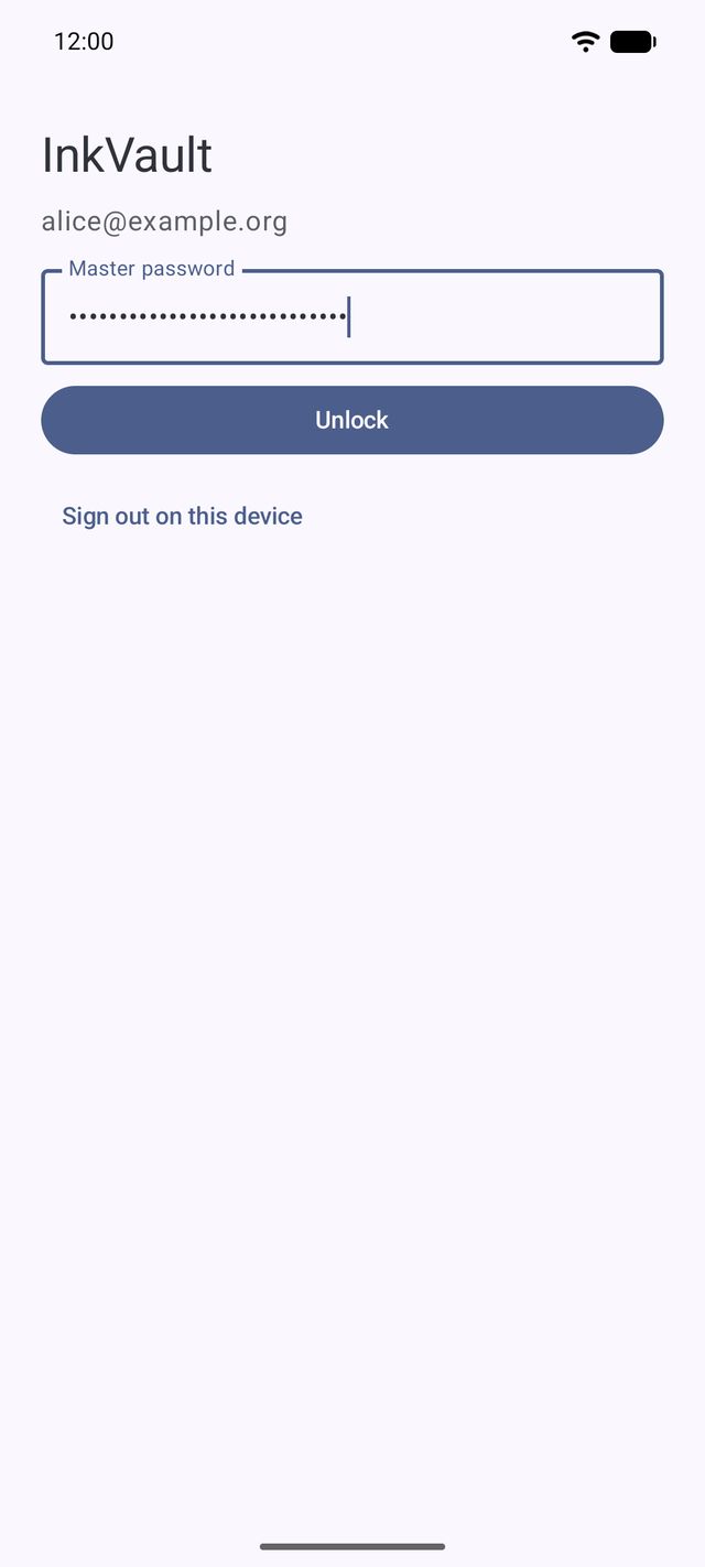 Android client: unlock with the master password