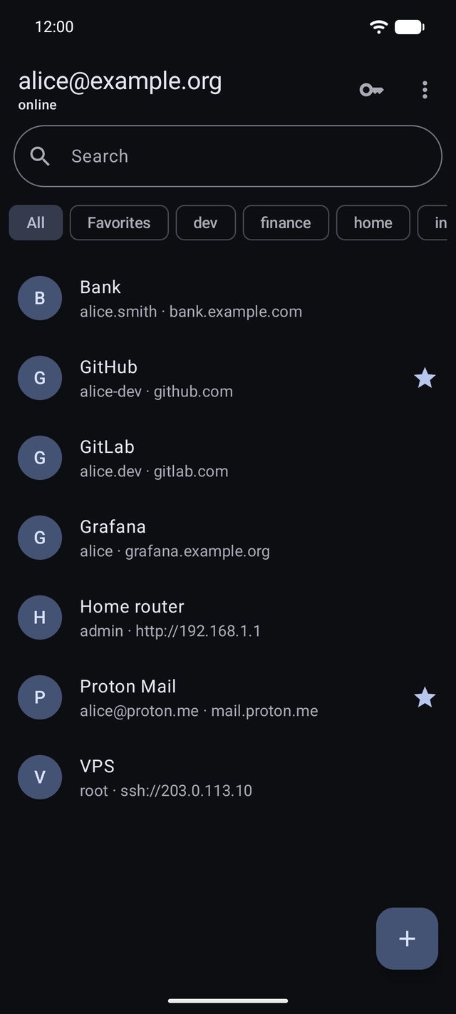 Android client in the dark theme